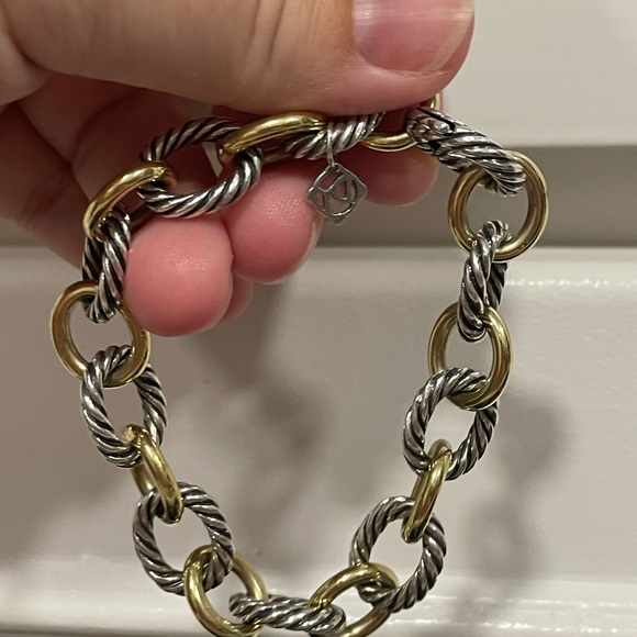David Yurman Two Tone Large Oval Link Bracelet - Picture 3 of 5